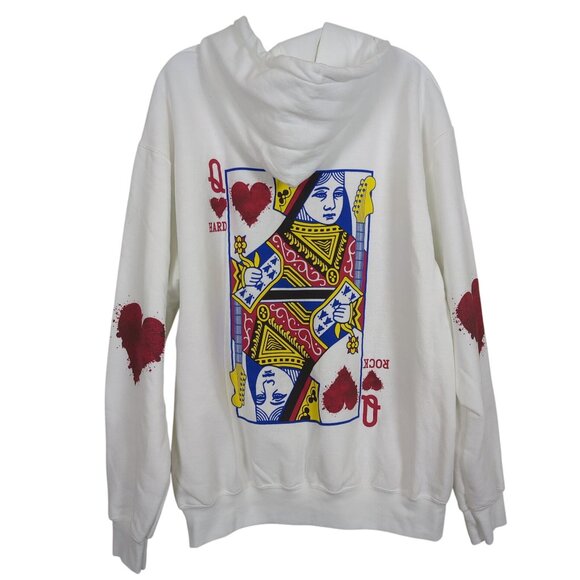 Hard Rock Hotel & Casino Biloxi white zip Hoodie size L Queen of Hearts Graphic - Picture 2 of 16